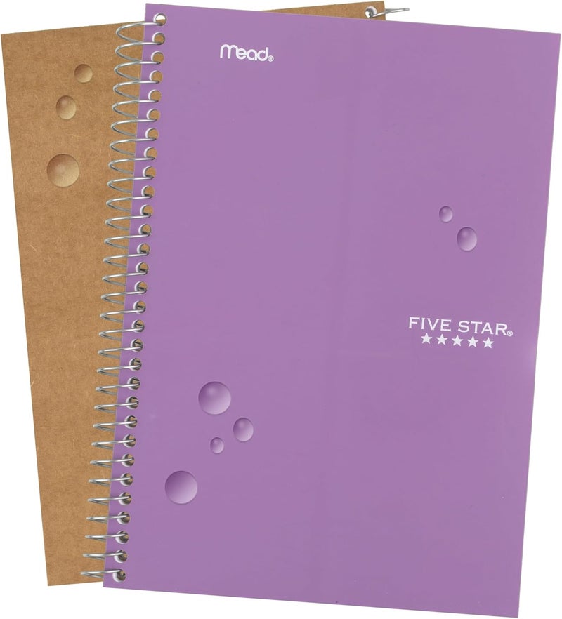 Five Star Spiral Notebook, 2 Subject, College Ruled Paper, 6" x 9-1/2", 80 Sheets, Fights Ink Bleed, Water Resistant Cover, Amethyst Purple (840029CF1-ECM) - Image 5